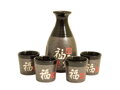 Set na sake sivočierny so znakmi "Fu" pre 4 osoby
