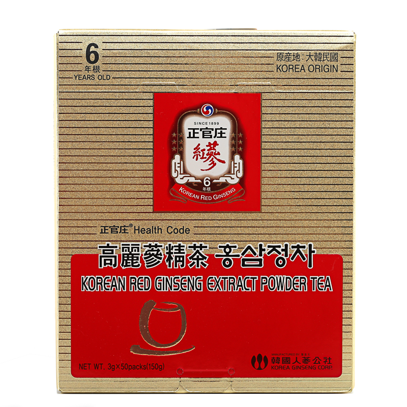 Kórejský instantný čaj z extraktu 6 ročného červeného ženšeňu 150 g