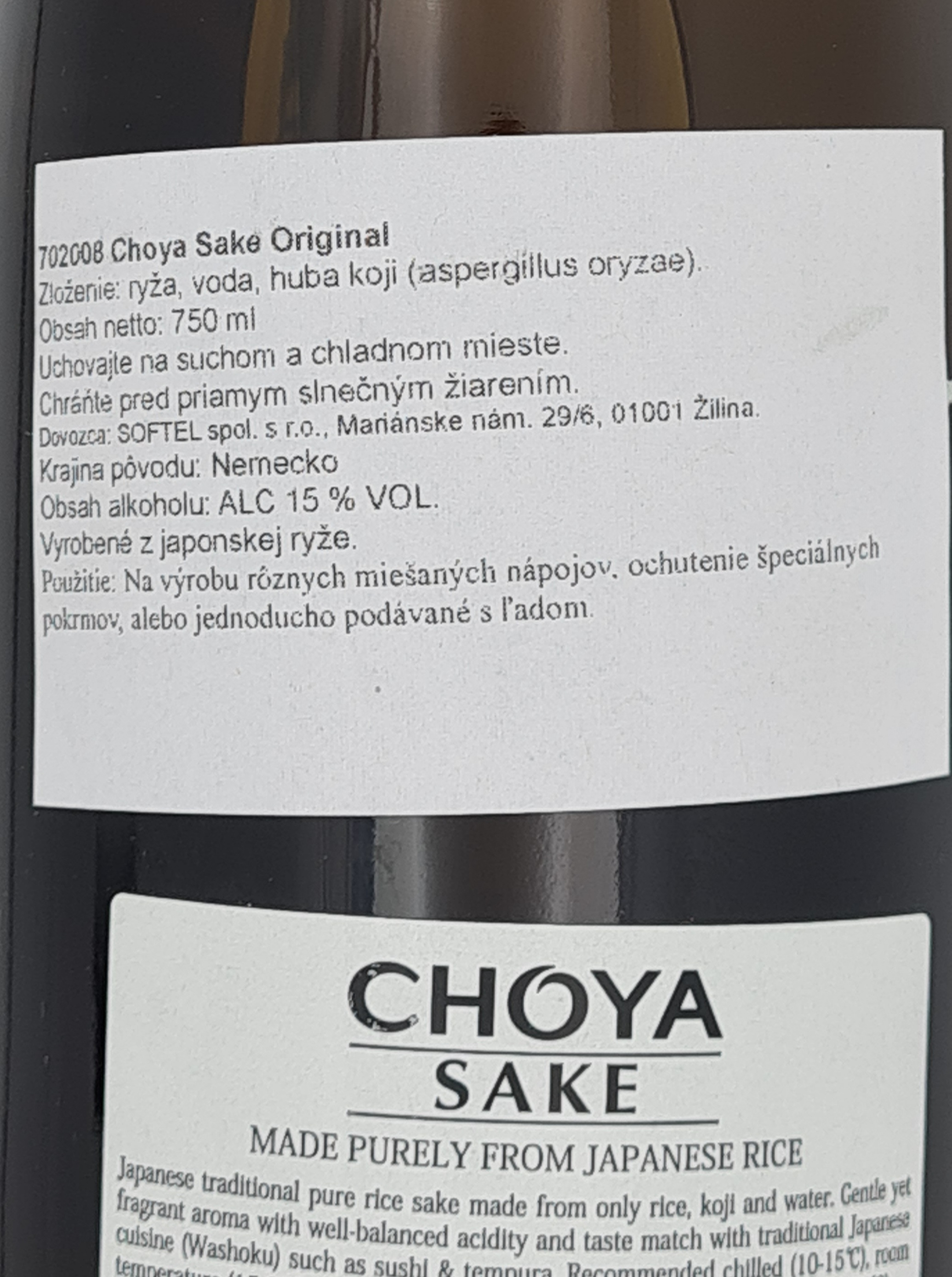 Ryžové víno Sake Choya original 750 ml