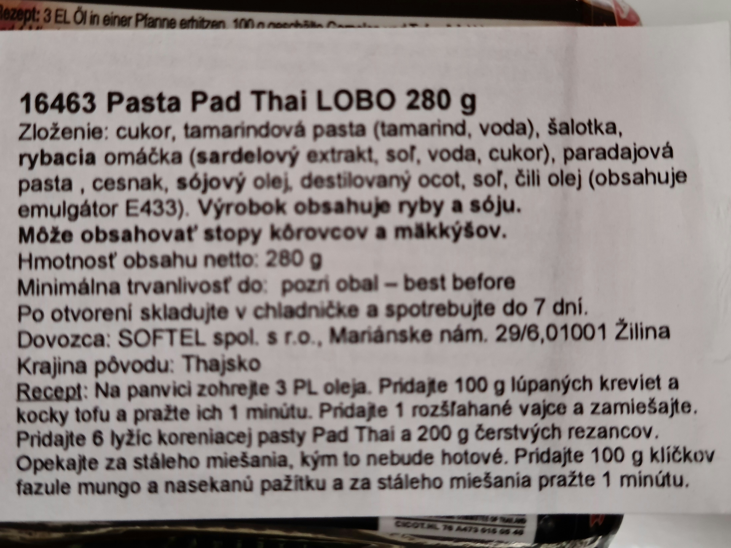 Hotová marináda Lobo Pad Thai 280 g