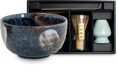 Japonský matcha set Ansen EDO JAPONSKO Ø13 cm × H7 cm, 4 ks – keramická sada pre čaj matcha