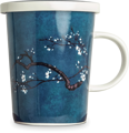 Hrnček na čaj s keramickým sítkom vzor Magnolia blue