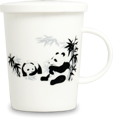Hrnček na čaj biely s keramickým sítkom vzor Panda