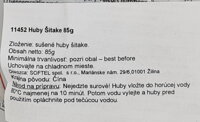 Slovenská etiketa sušených húb šitake 85 g