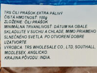 Slovenská etiketa čili prášku TRS extra pálivý 100 g