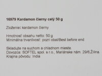 Slovenská etiketa čierneho kardamónu celého TRS 50 g