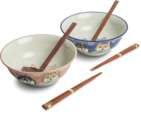 Ramen set dvoch misiek Shiba 20,5cm. Veľká ázijská miska s motívom psíky Šiba Inu. Vhodné na veľké polievky Ramen a iné pokrmy.