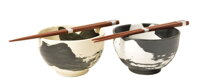 Misky z japonskej keramiky Edo Japan s paličkami