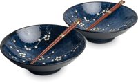 Sada misiek na ramen z japonskej keramiky Edo japan Hana Blue