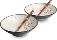 Sada na ramen z japonskej keramiky Maple Leaf Edo Japan s paličkami