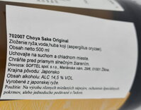 Slovenská etiketa sake Choya original 500 ml