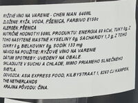 Slovenská etiketa ryžového vína Chen Nian 14 % na varenie 750 ml