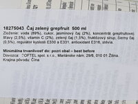 Slovenská etiketa zeleného čaju s príchuťou grapefruit 500 ml