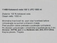 Slovenská etiketa kokosovej vody UFC 1L