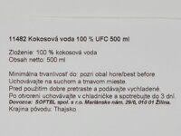 Slovenská etiketa kokosovej vody UFC 500 ml