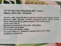 Slovenská etiketa nápoja Aloe vera broskyňa OKF 500 ml