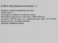 Slovenská etiketa sezamového oleja Sempio 1 L