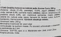 Slovenská etiketa omáčky na Korma Curry medium 250 g