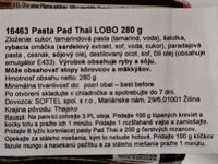 Slovenská etiketa marinády Lobo Pad Thai 280 g