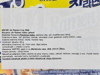 Slovenská etiketa instantných rezancov Ottogi Jin ramen jemné 65 g