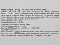 Slovenská etiketa indického jedla Punjabi Choley Ashoka 280 g