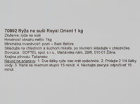 Slovenská etiketa ryže na prípravu suši Royal Orient 1 kg