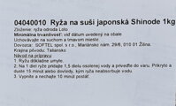Slovenská etiketa ryže Shinode 1 kg