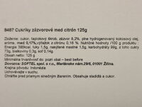 Slovenská etiketa zázvorových cukríkov s príchuťou med a citrón 125 g