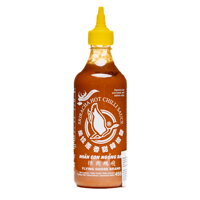 Balenie čili omáčky Sriracha žltá Flying Goose Brand 455 ml