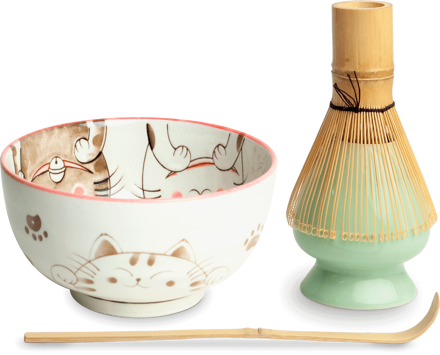 Set Matcha Tri mačky ružové EDO JAPAN