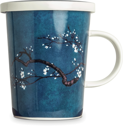 Hrnček na čaj s keramickým sítkom vzor Magnolia blue