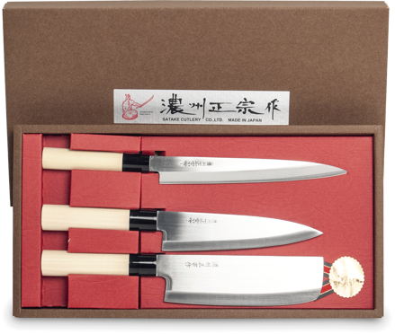 Japonské nože Satake (Sashimi+Santoku+Nakiri) 3ks