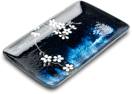 Porcelánový tanier na sushi Anemone Blue 21x13,5cm
