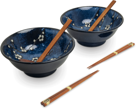 Set misiek Hana blue 22cm s paličkami pre 2 osoby EDO JAPAN