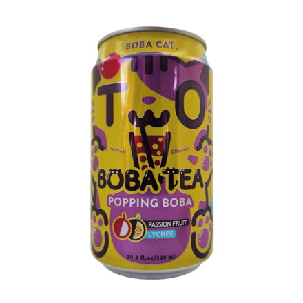 Bubble Tea zelený čaj marakuja a liči Boba Cat 320ml