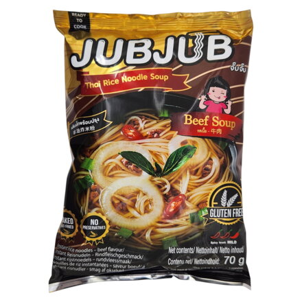 Bezlepkové instantné ryžové rezance JUBJUB hovadzie 70g