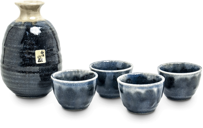 Set na sake modrý (pre 4 osoby) EDO JAPAN