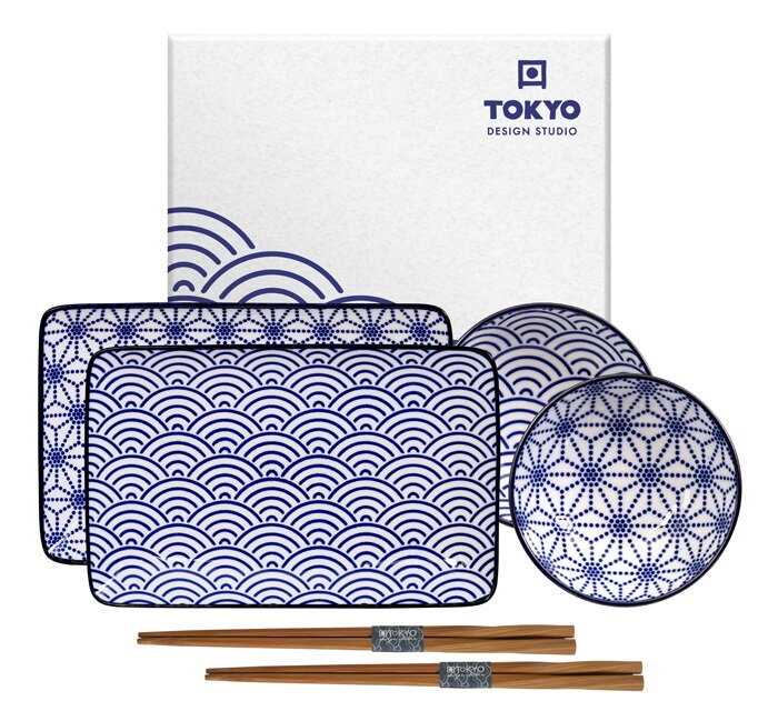 Set na sushi pre 2 osoby modrý vzor TOKYO