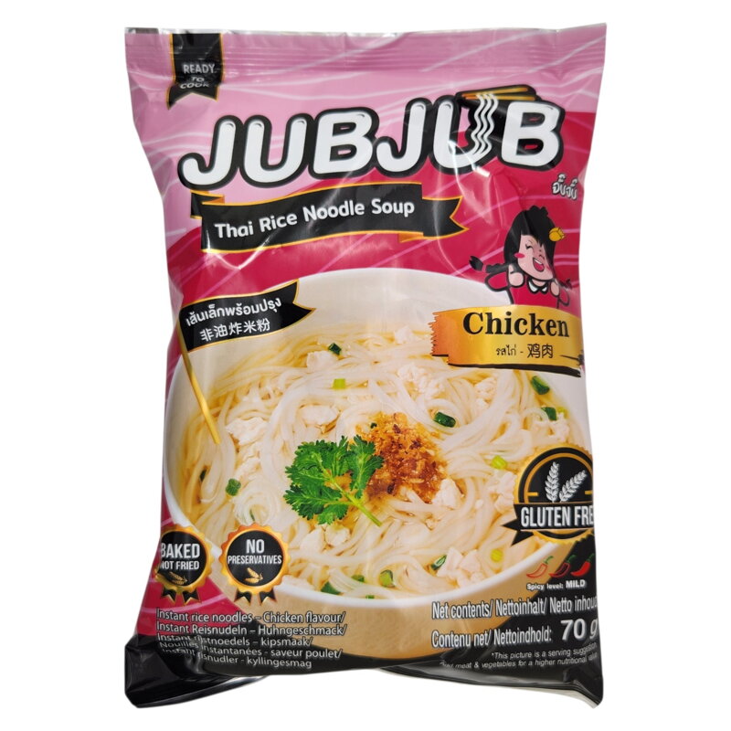 Bezlepkové instantné ryžové rezance JUBJUB kuracie 70g